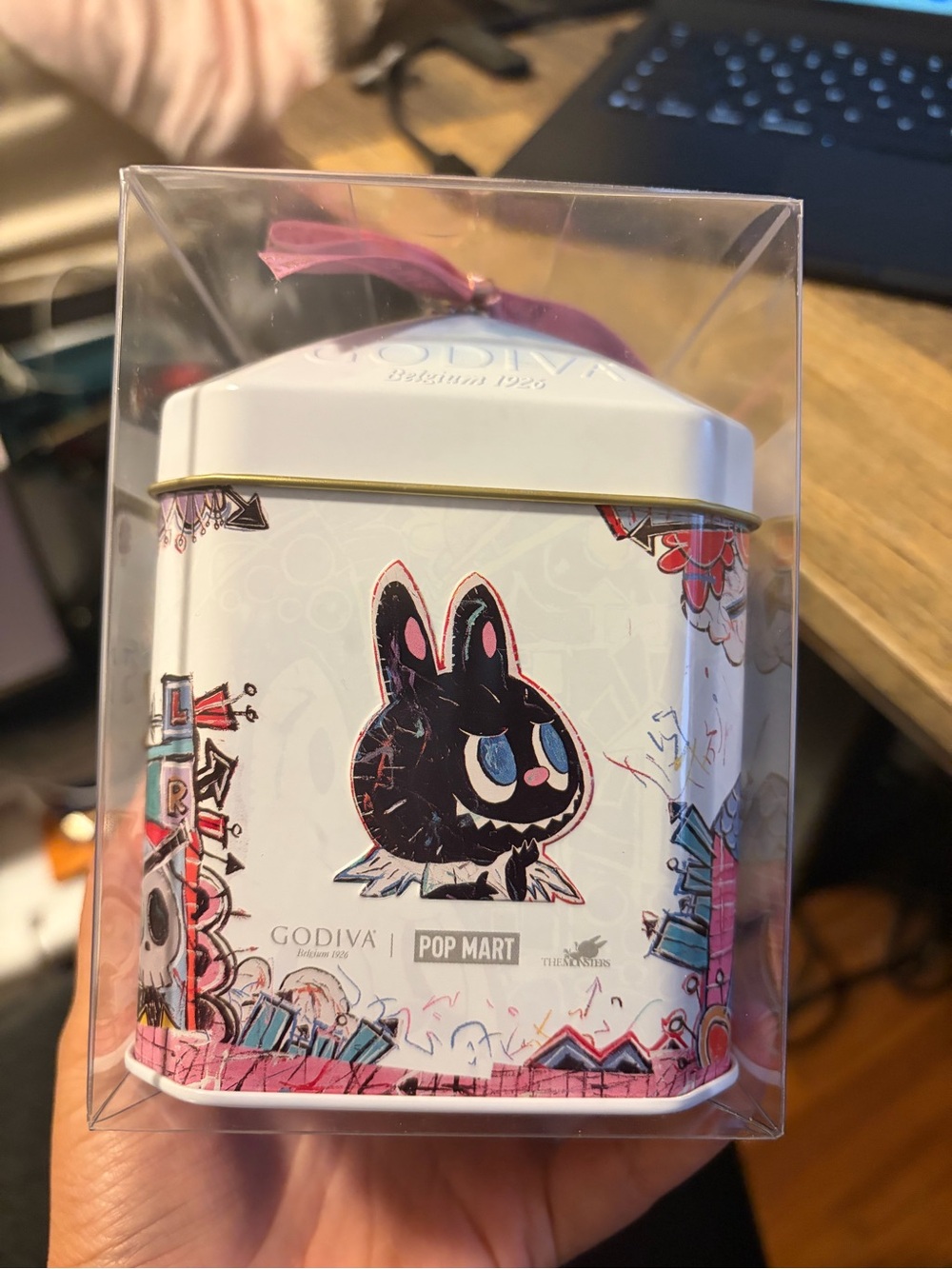 GODIVA Pop Mart Collab Collectable Tin with raspberry chocolates
